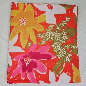 Vera Neumann Floral Oblong Tablecloth Indoor/Outdoor 60x104" Orange Pink